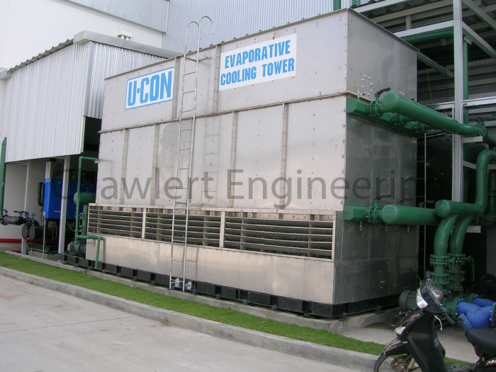 Evaporative water cooling tower
